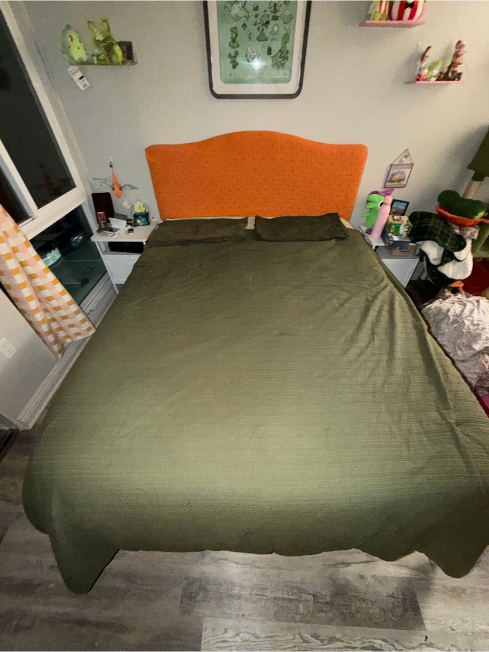 IKEA LUKTVICKER Queen Size Waffle Texture Green Comforter And Pillow Cases